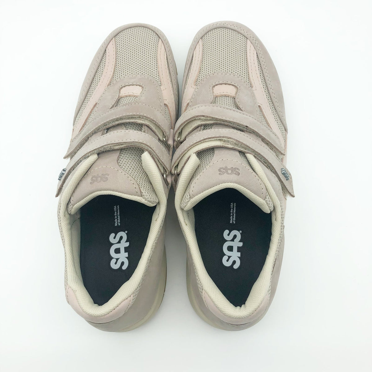 SAS Womens TMV - EZ Strap Sneakers Size 10WW Taupe Pink Leather NIB