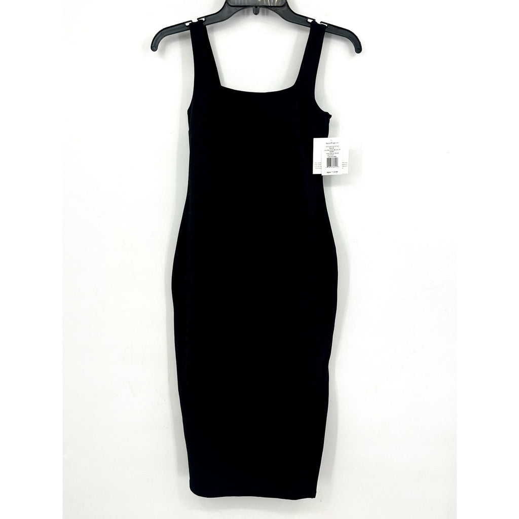 BEYOND YOGA Icon Midi Dress XS Black Darkest Night Spacedye Square Neck NWT