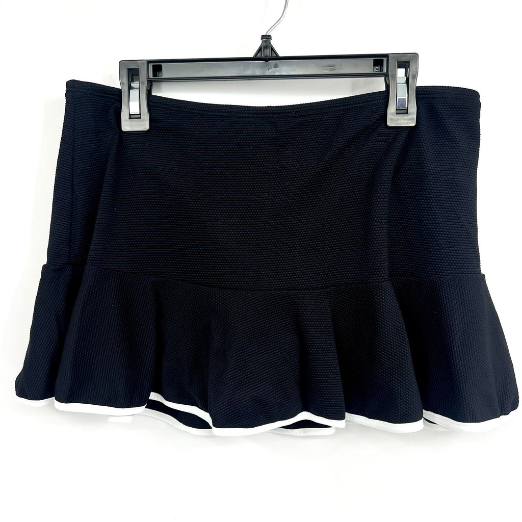 TOMMY BAHAMA Island Cays Cabana Flounce Swim Skirt Large Black Bottoms NWT