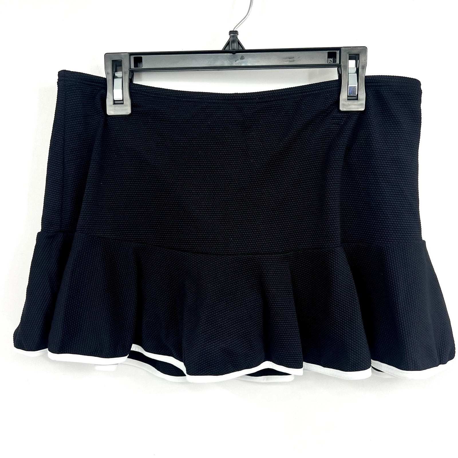 TOMMY BAHAMA Island Cays Cabana Flounce Swim Skirt Large Black Bottoms NWT