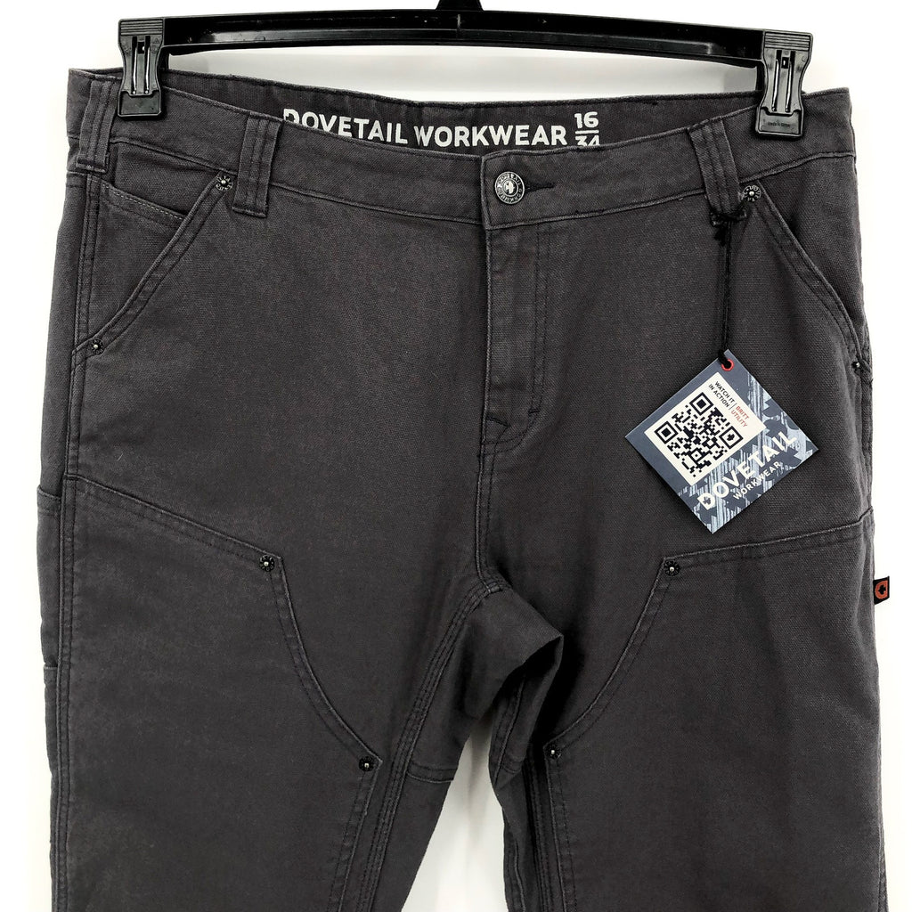 DOVETAIL WORKWEAR Women's Britt Utility Pants Size 16/34 Dark Grey Canvas NWT