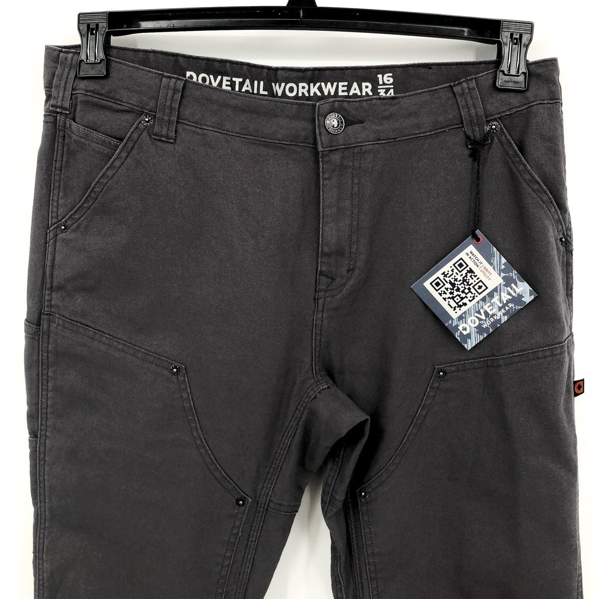 DOVETAIL WORKWEAR Women's Britt Utility Pants Size 16/34 Dark Grey Canvas NWT