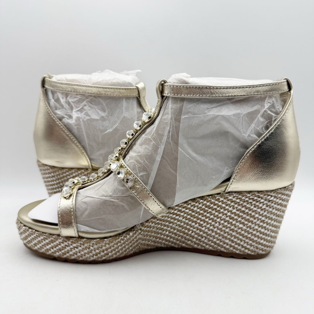 Naturalizer Womens Serena Strappy Wedge Sandals Size 8.5 Champagne Metallic NWOB