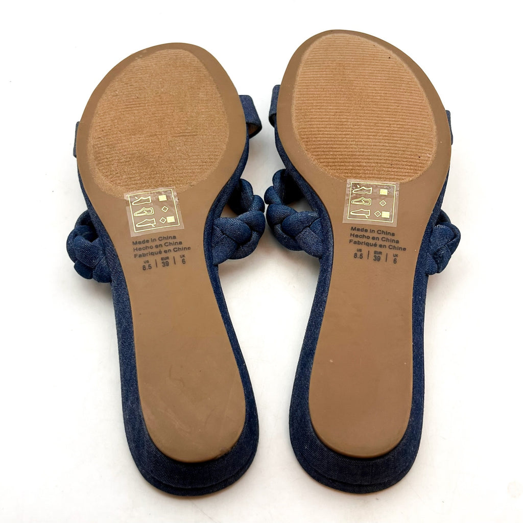 DRAPER JAMES Women's Ellie Slide Sandals Size 8.5 Dark Blue Braded Strap NWOB