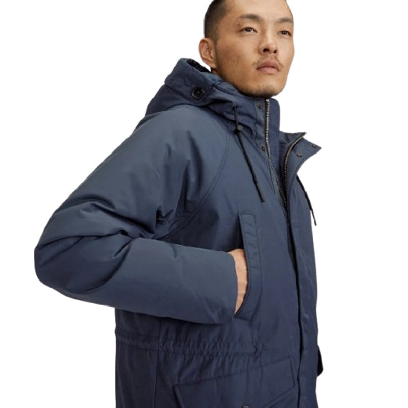 EVERLANE Men's The ReNew Long Parka Jacket Medium Navy Blue Hooded NWOT