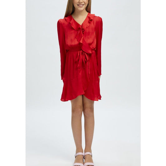 BARDOT Girl's Winona Wrap Dress Fire Red Size 14