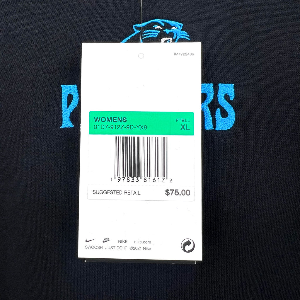 Nike Womens Carolina Panthers Oversized Rewind Sweatshirt XL Black NWT
