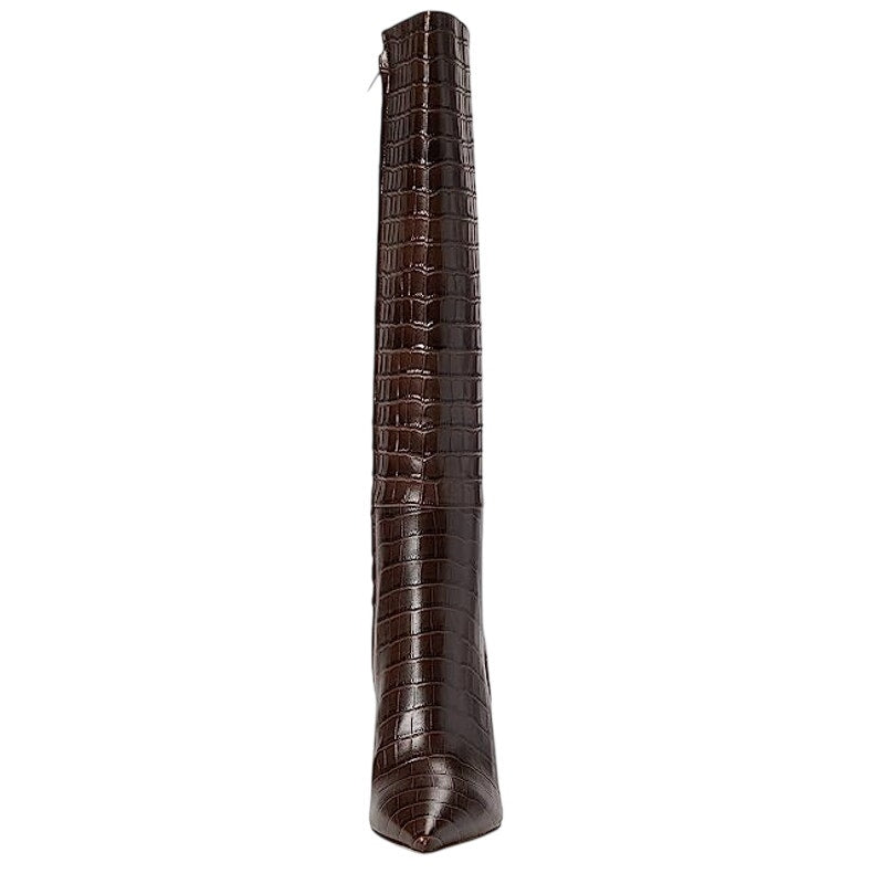 Tony Bianco Women Apollo Knee High Boot US 6.5 Brown Chocolate Croc Leather NWOB