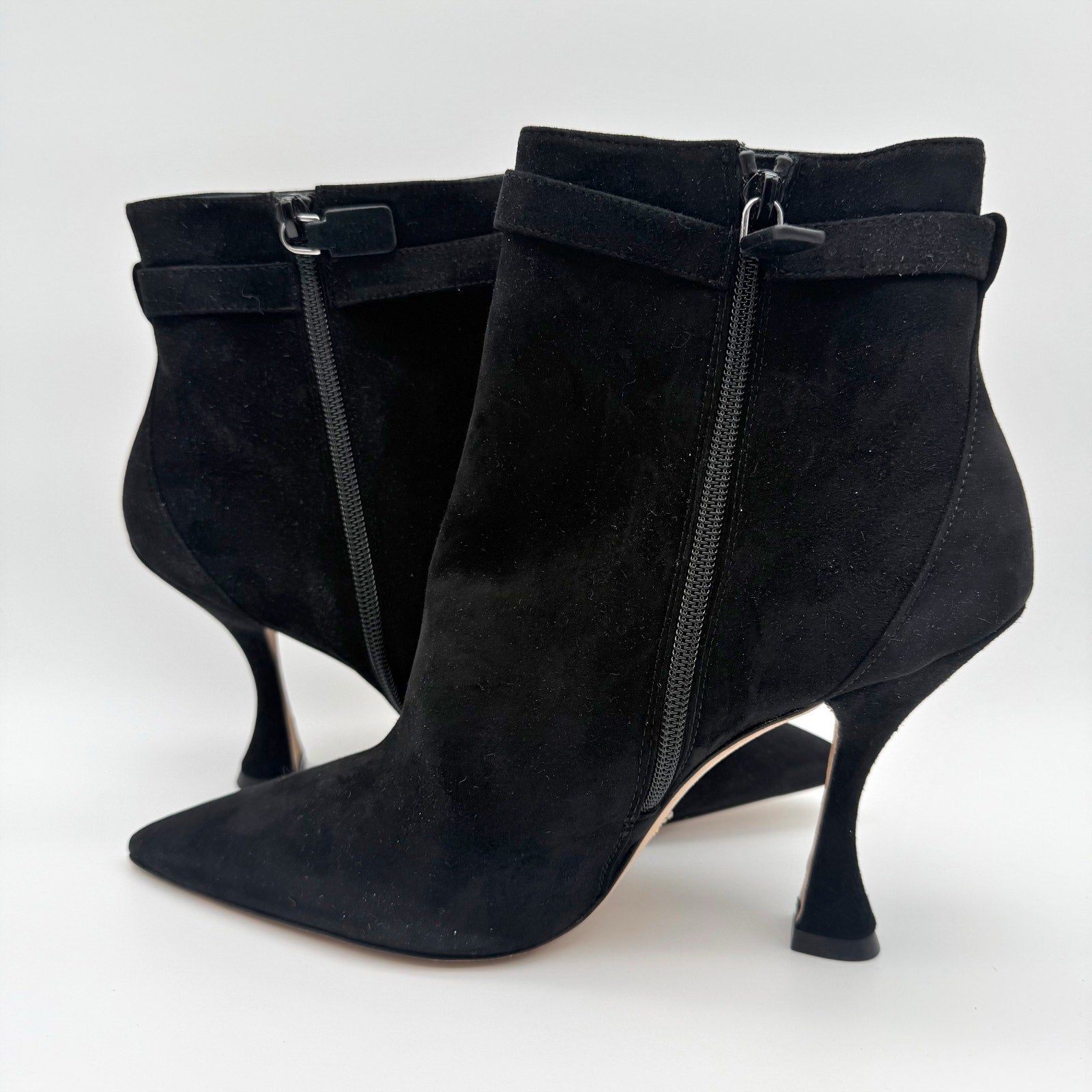 Stuart Weitzman Womens Crystal Nova Xcurve 100 Zip Bootie 9.5 Black Suede NWOB