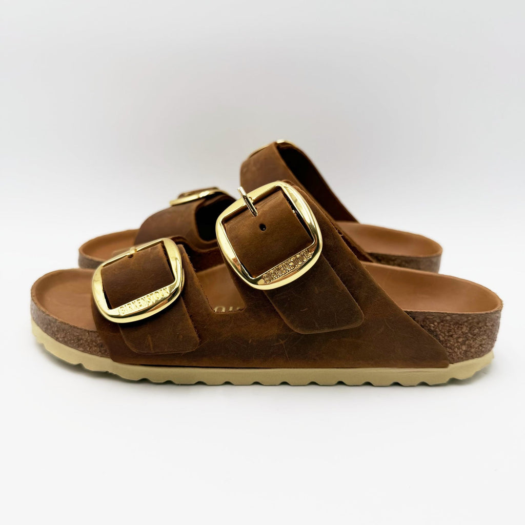 Birkenstock Womens Arizona Big Buckle Sandal EU 37 US 6 Narrow Brown Cognac NWOB
