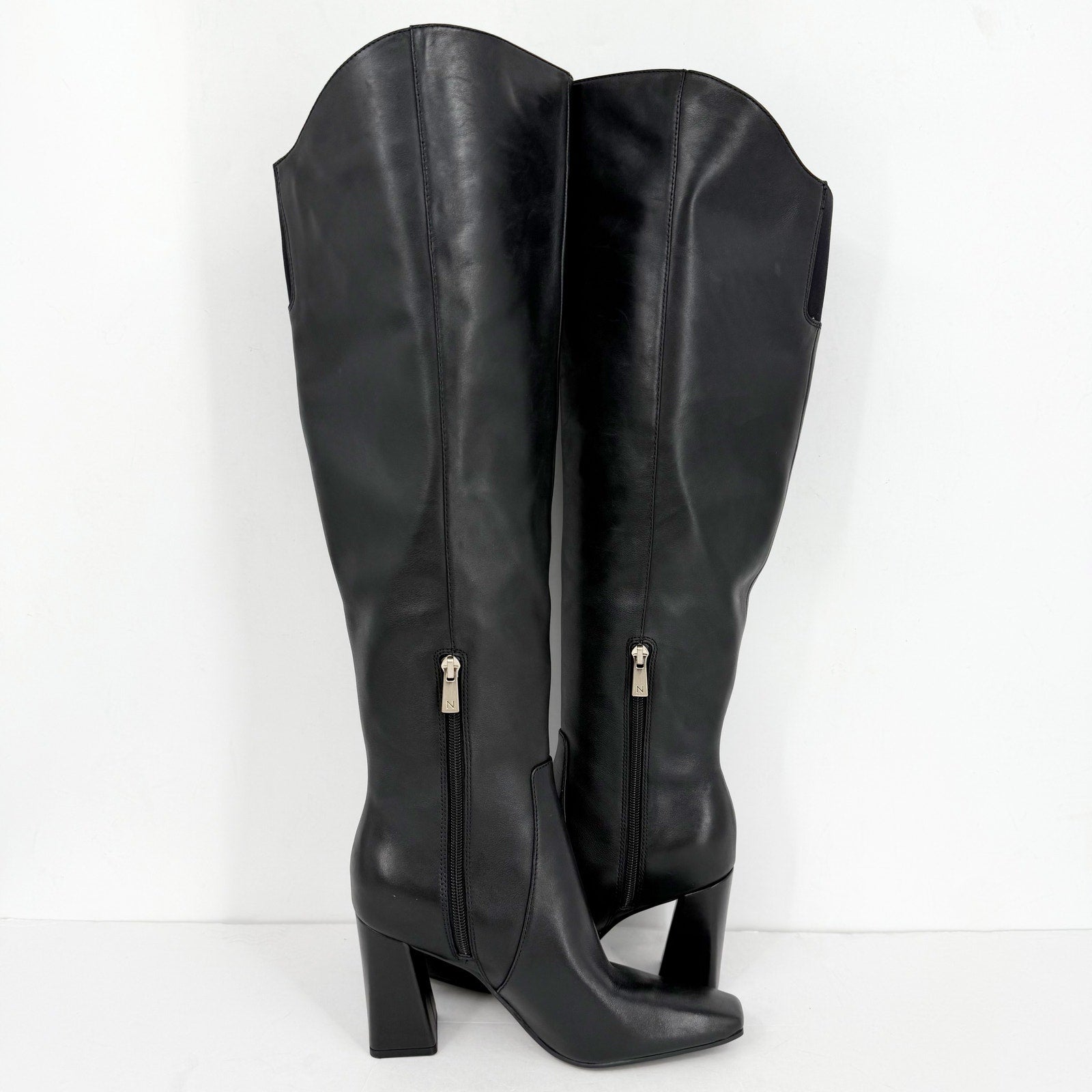 Naturalizer Womens Lyric Wide Calf Over the Knee Boots US 8 M Black Leather