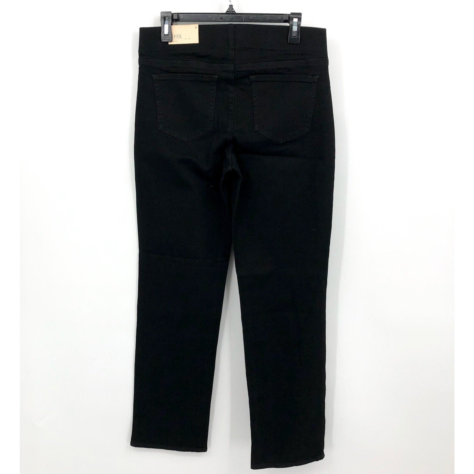 NYDJ Women's Bailey Relaxed Straight Jeans Size 8 Black Rinse Pull On NWT