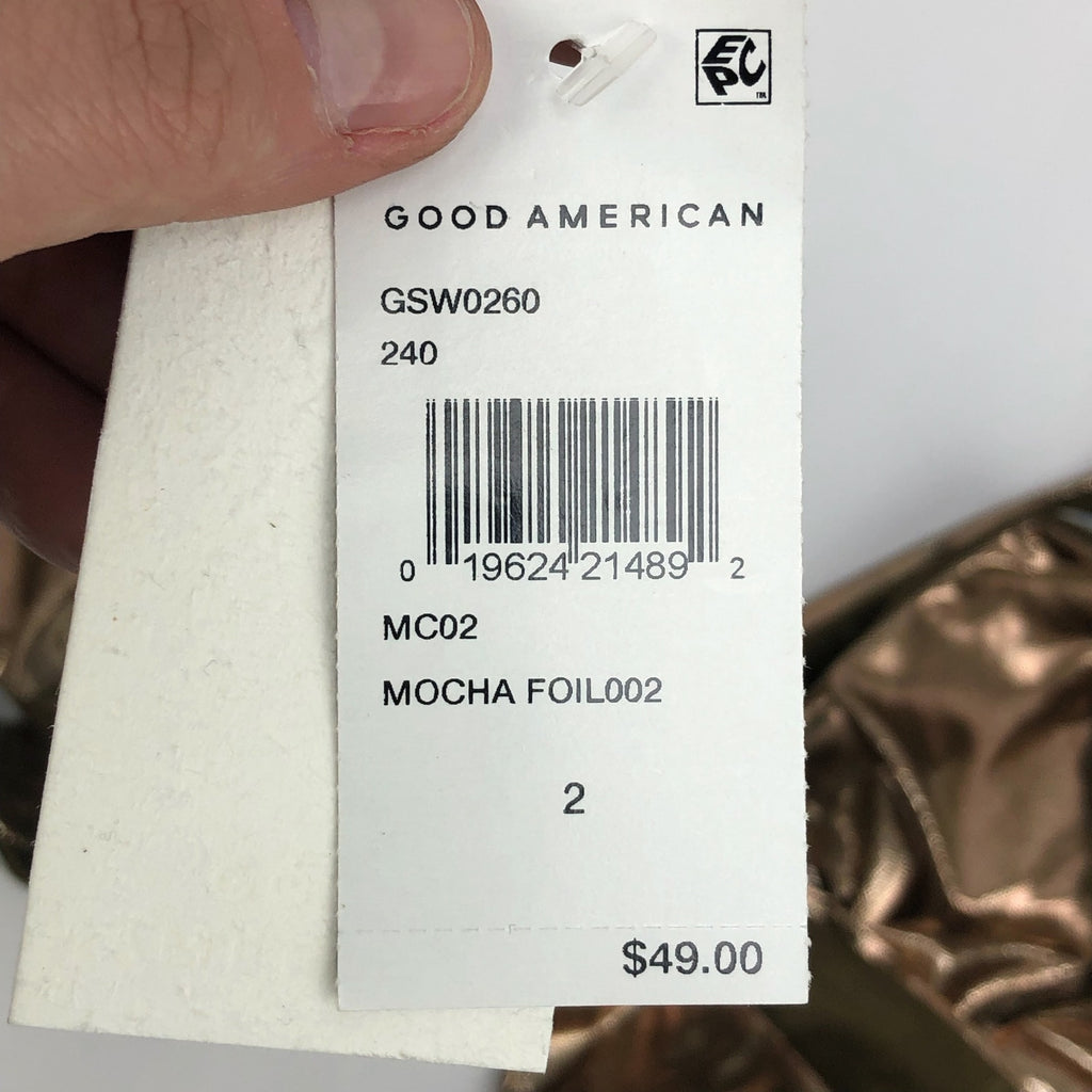 Good American Metallic Better Bikini Bottoms Medium Gold Mocha Foil NWT