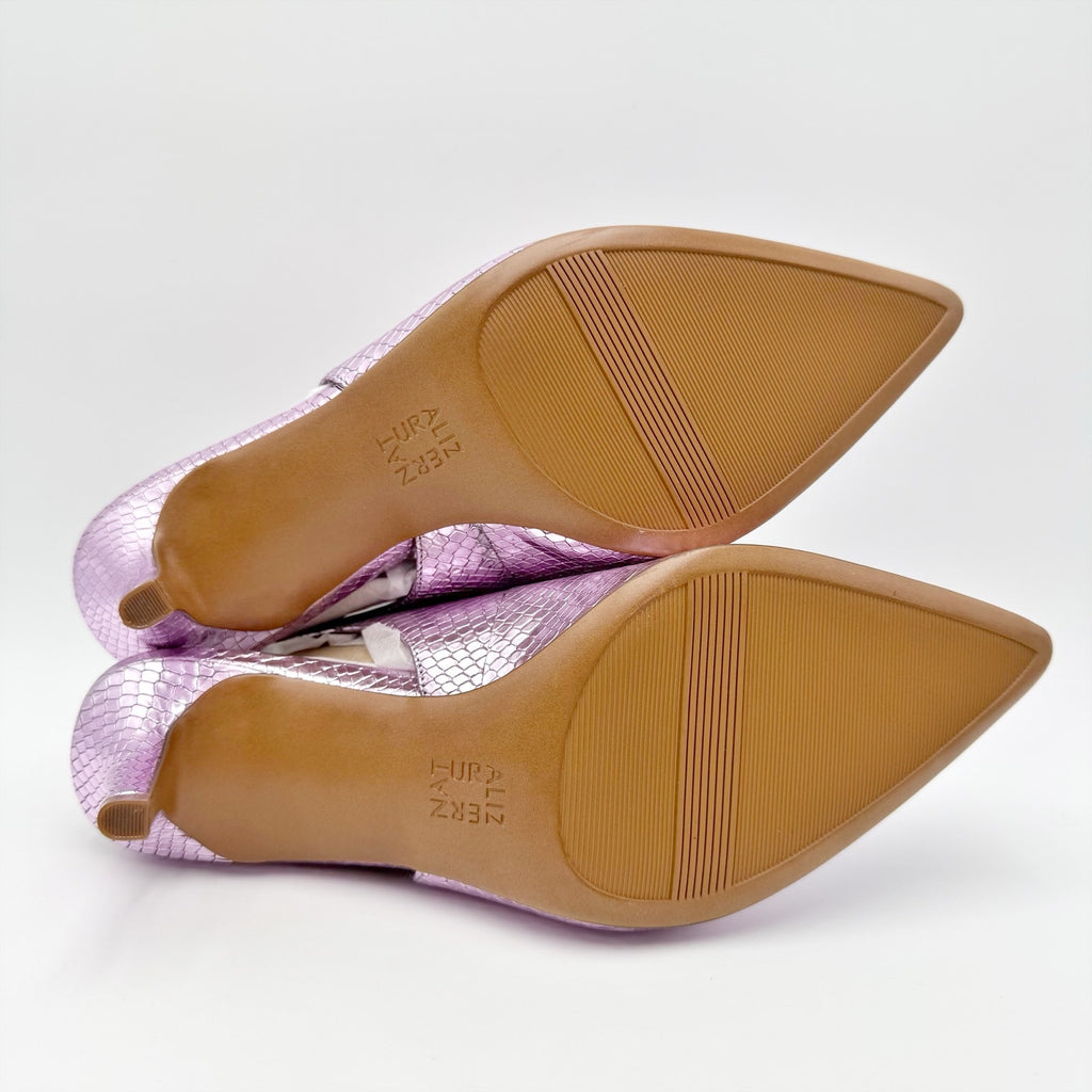 Naturalizer Womens Eliya Slingback Pumps US 8.5 Wide Purple Metallic Leather NIB