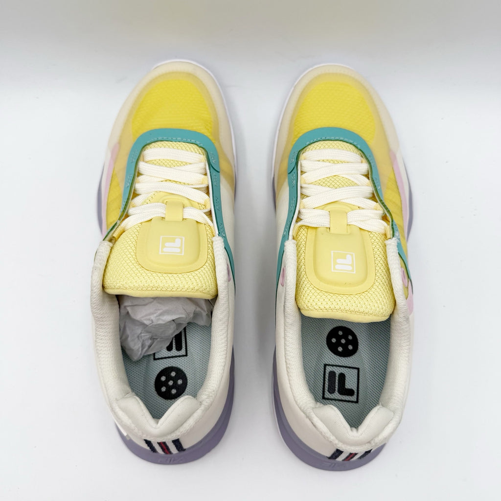 FILA Womens Volley Burst Pickleball Sneakers Size 8 White Yellow Athletic NWOB