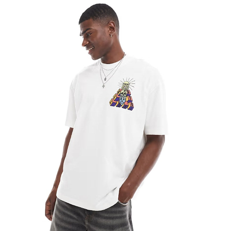 ALLSAINTS Men's Plateau Crew T-Shirt Large Optic White Multi Short Sleeve NWT