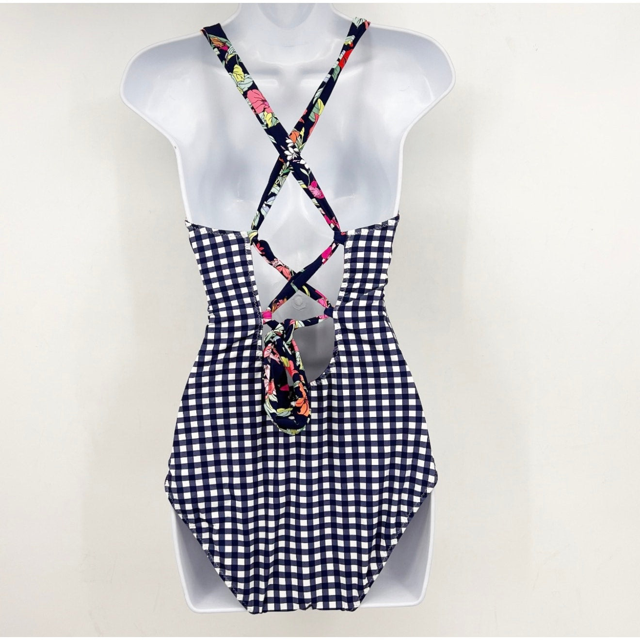TOMMY BAHAMA Summer Floral Reversible One Piece Swimsuit Size 8 Mare Navy NWT