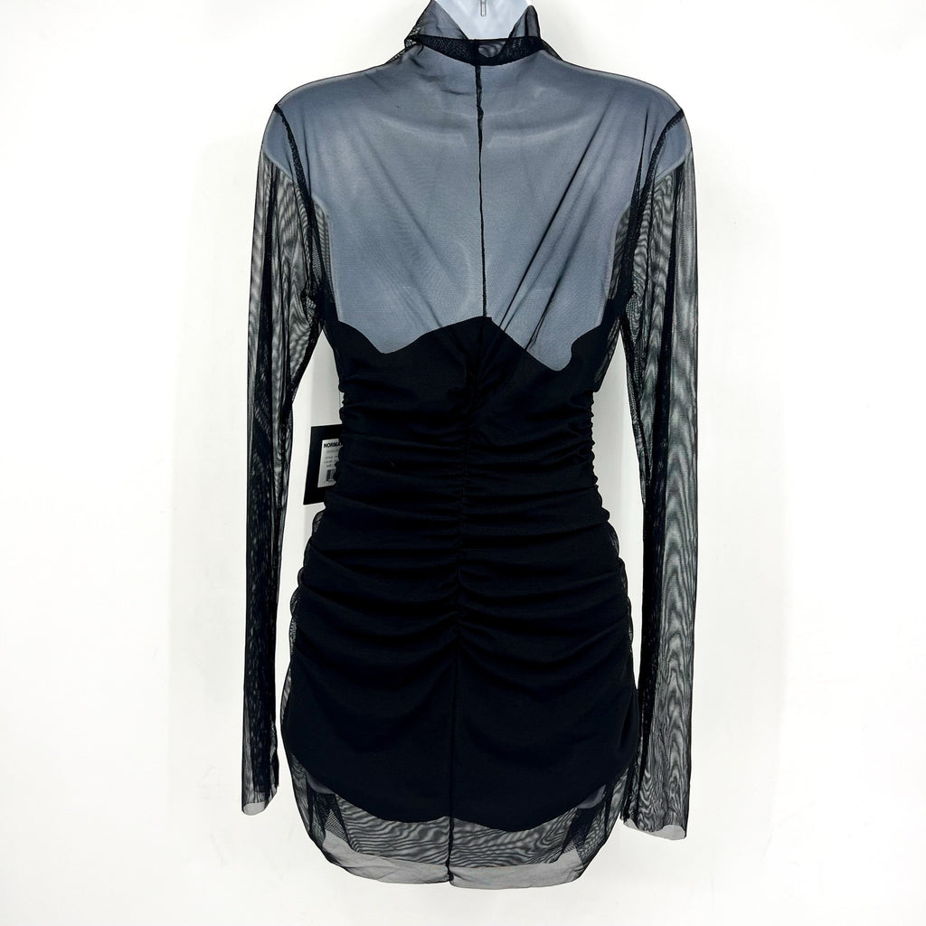 NORMA KAMALI Turtleneck Pickleball Dress Medium FR 38 Black Mesh Long Sleeve NWT