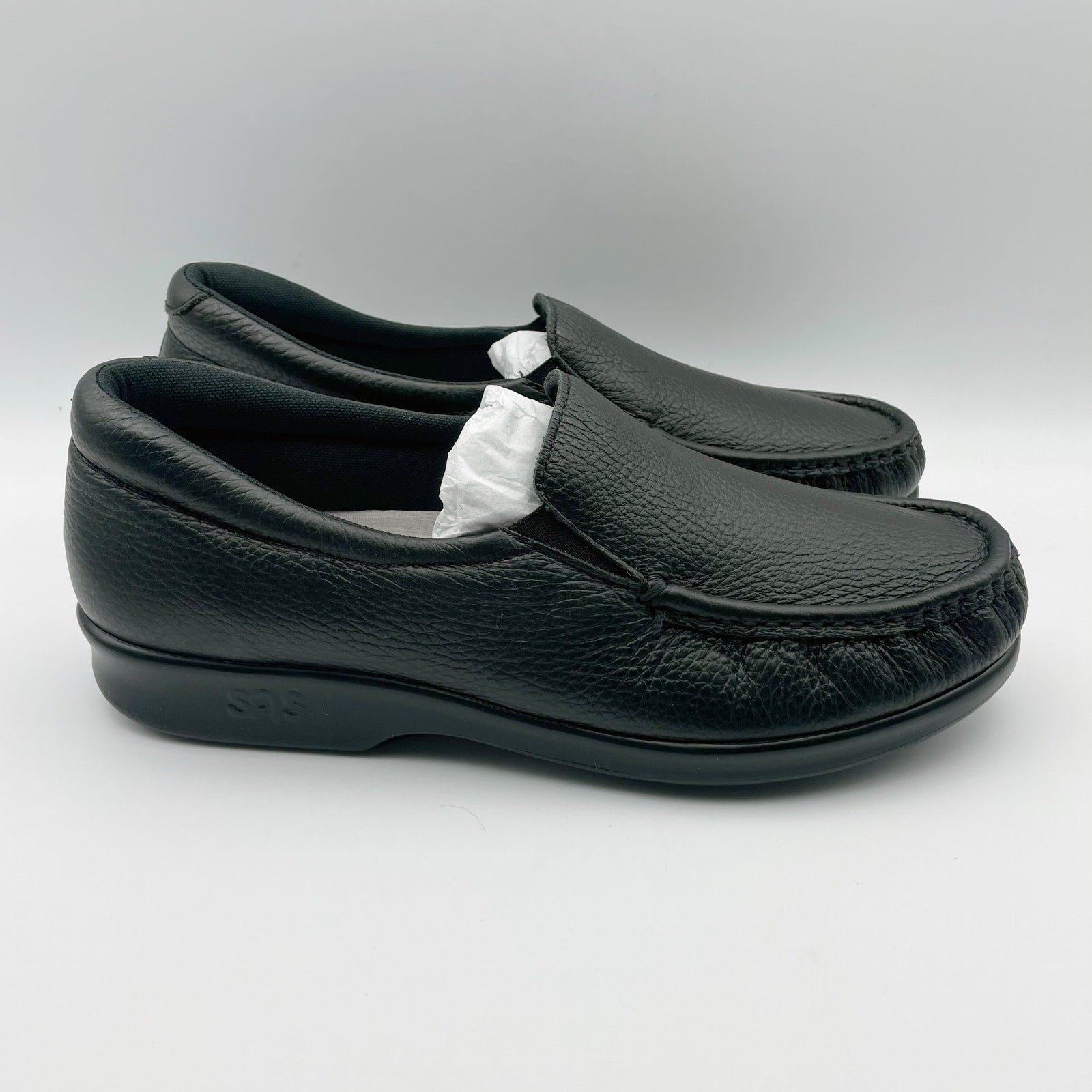 SAS Womens Twin Slip On Walking Shoes US 9.5 M EU 40-41 Black Leather NIB