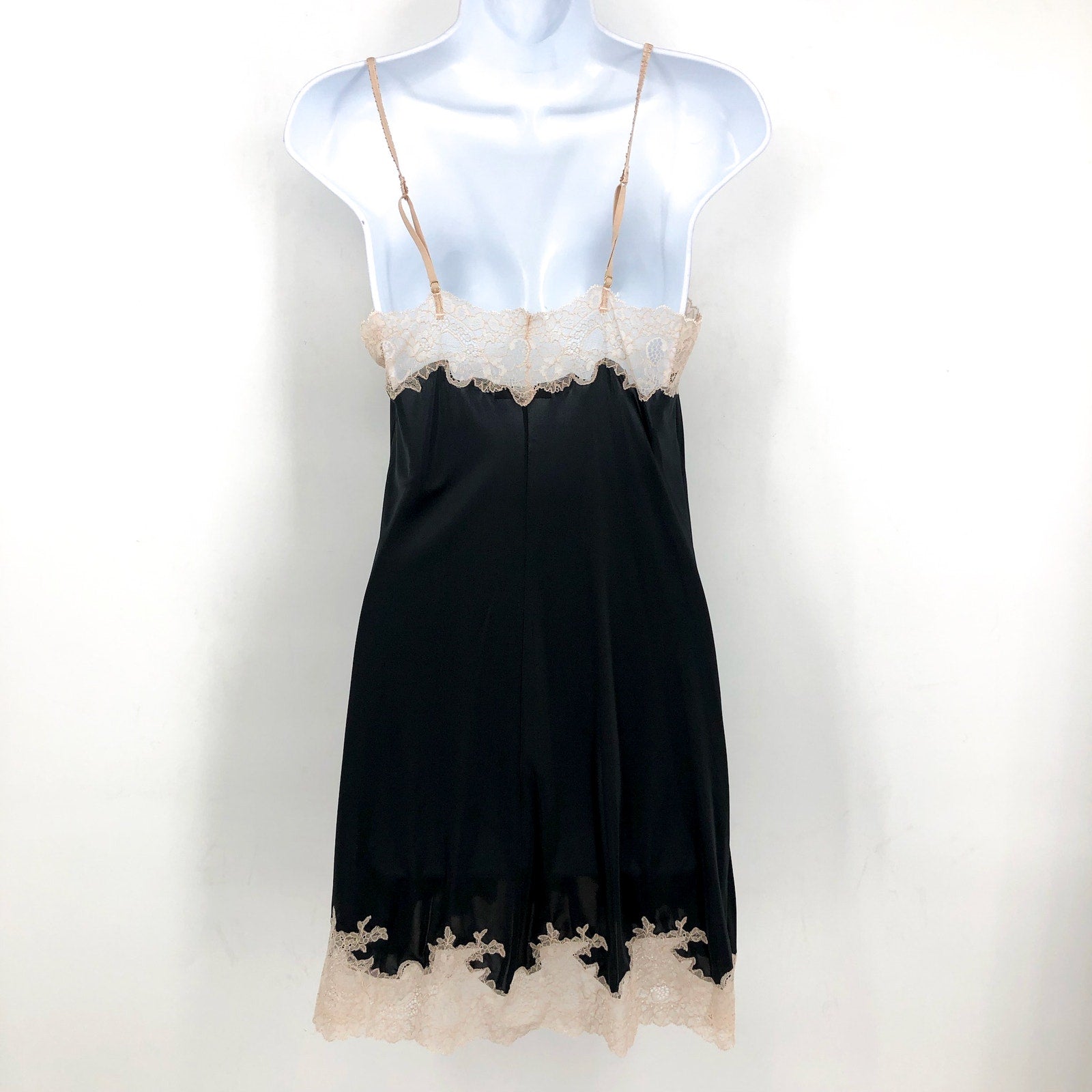 NATORI Women's Enchant Lace Trim Chemise Small Black Cafe Sleeveless NWT