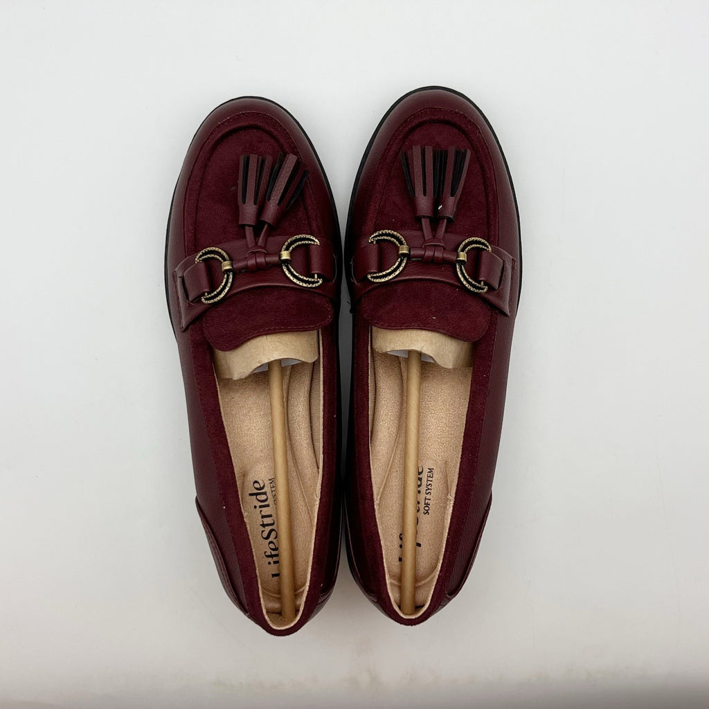 LifeStride Womens Logan Flat Loafers Size 8 EU 38.5 Wine Red NIB