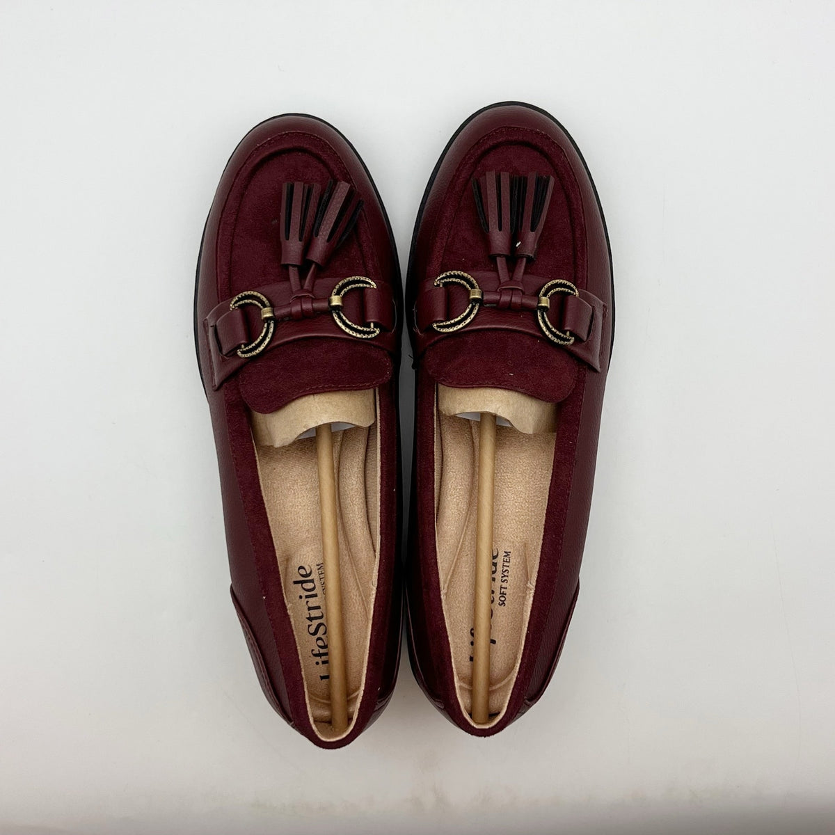 LifeStride Womens Logan Flat Loafers Size 8 EU 38.5 Wine Red NIB