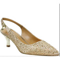 J. Renee Womens Ferryanne Kitten Heels Size 9 Wide Beige Satin Rhinestone NIB