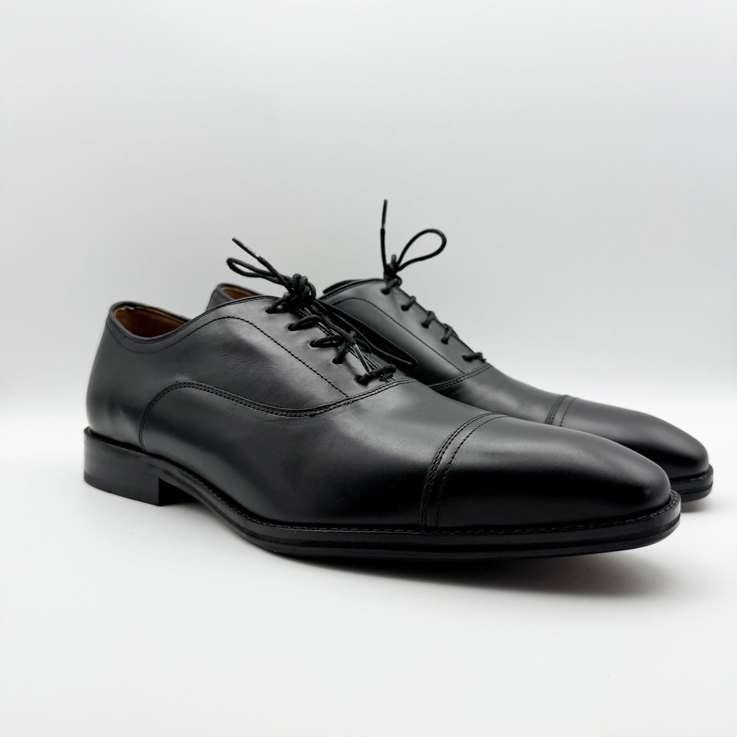 Johnston & Murphy Mens Sullivan Cap Toe Dress Shoes US 11 M Black Leather NIB