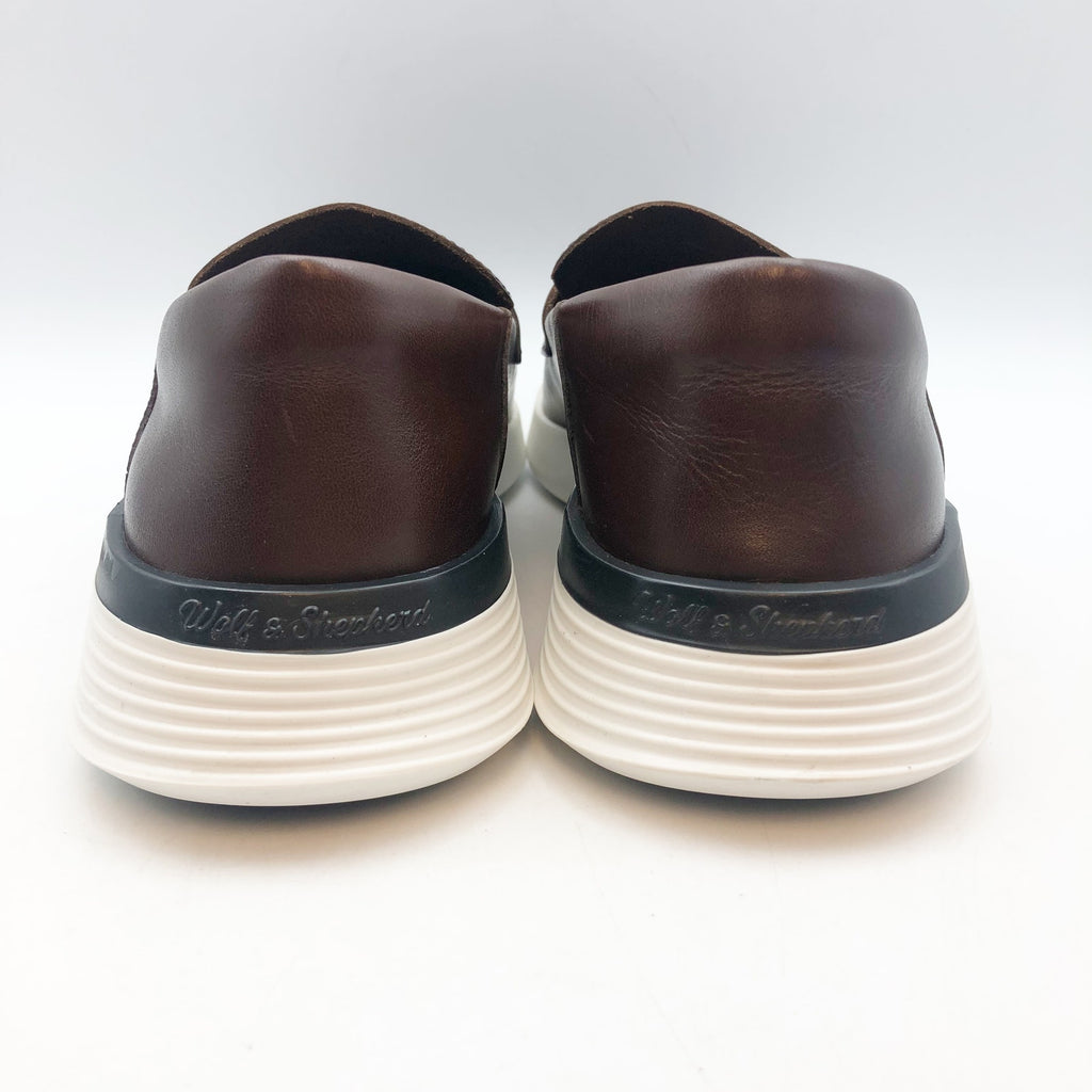 Wolf & Shepherd Crossover Loafers Mens 6.5 Womens 8 Brown Leather Slip On NIB