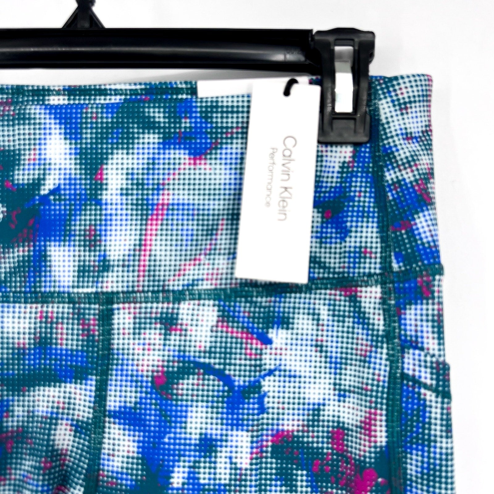 CALVIN KLEIN PERFORMANCE 7/8 Leggings Large Blue Pink Geometric Print NWT