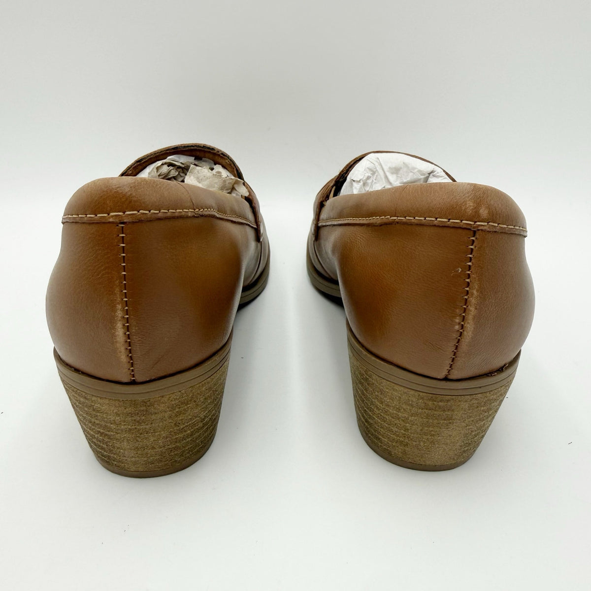 Clarks Womens Charlten Echo Loafers Size 5 M EU 35 Dark Sand Leather NWOB
