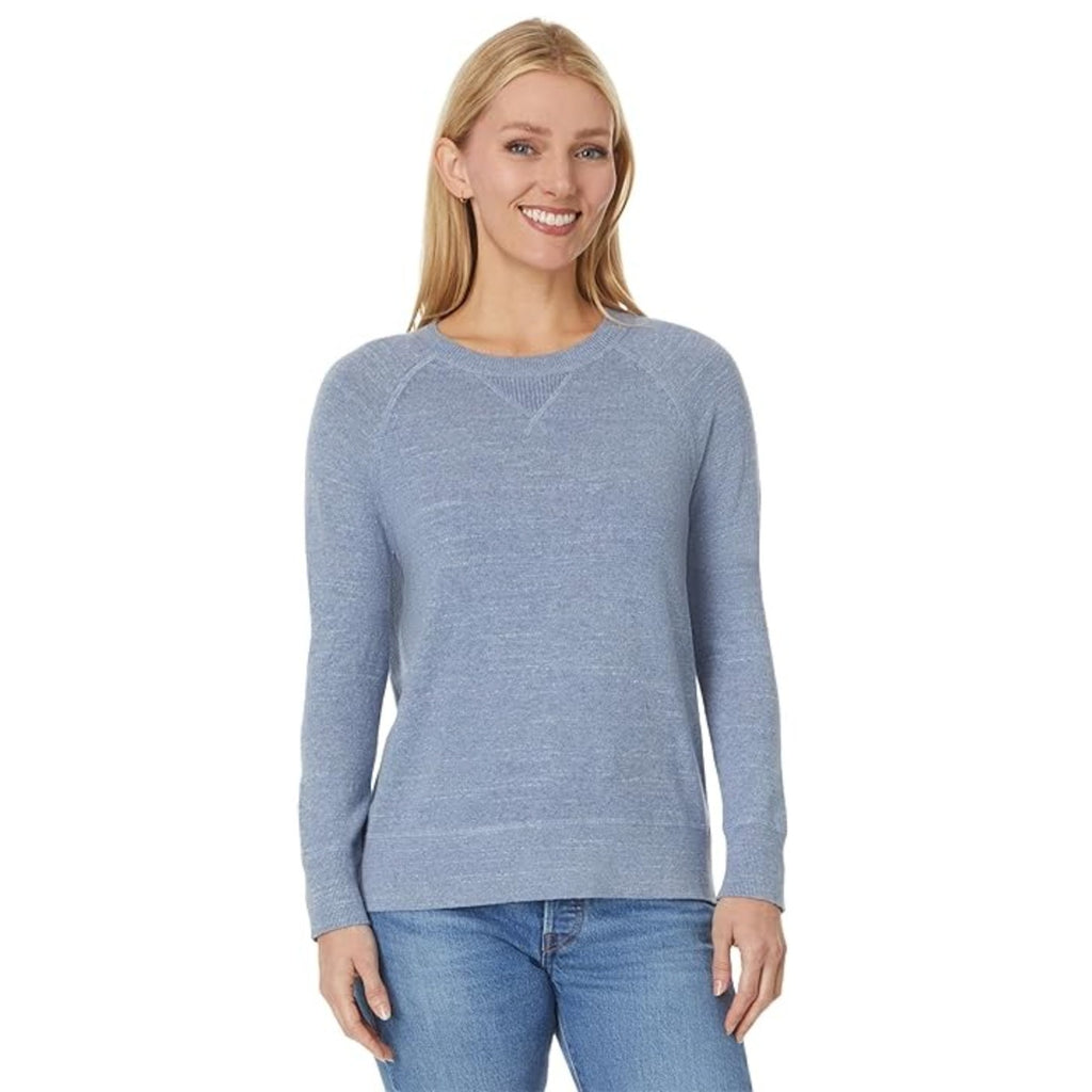 L.L BEAN Womens Slub Sweatshirt Sweater Medium Blue Indigo Organic Cotton NWT