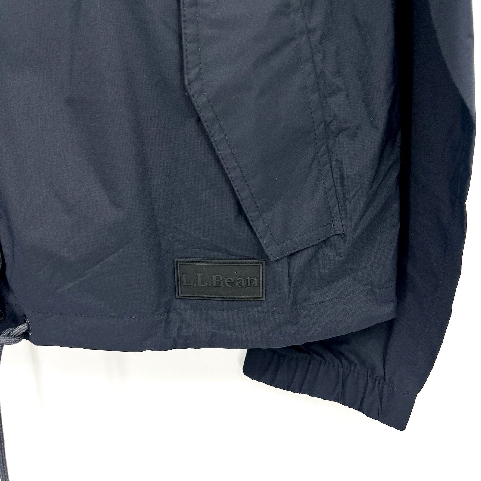 L.L. BEAN Women's Wharf Street Rain Jacket Large Reg Midnight Black Hooded NWT
