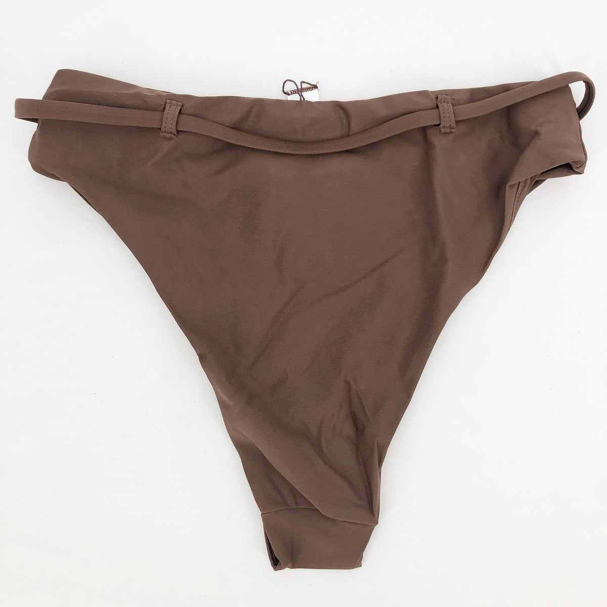 ANDIE SWIM Riviera High Waisted Bikini Bottom Medium Espresso Brown Belted NWT