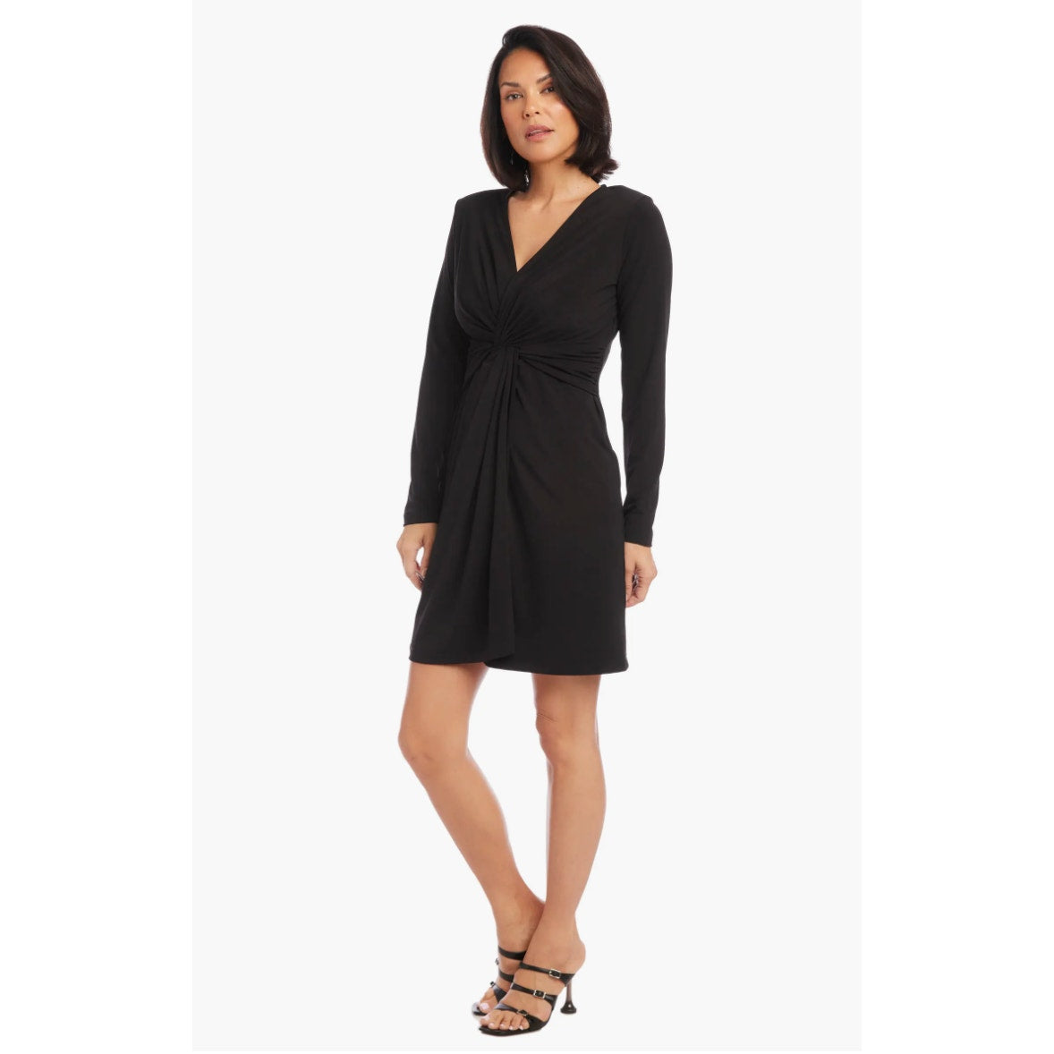 KAREN KANE Women's Twist Front Dress Large Black Stretch Long Sleeve NWT