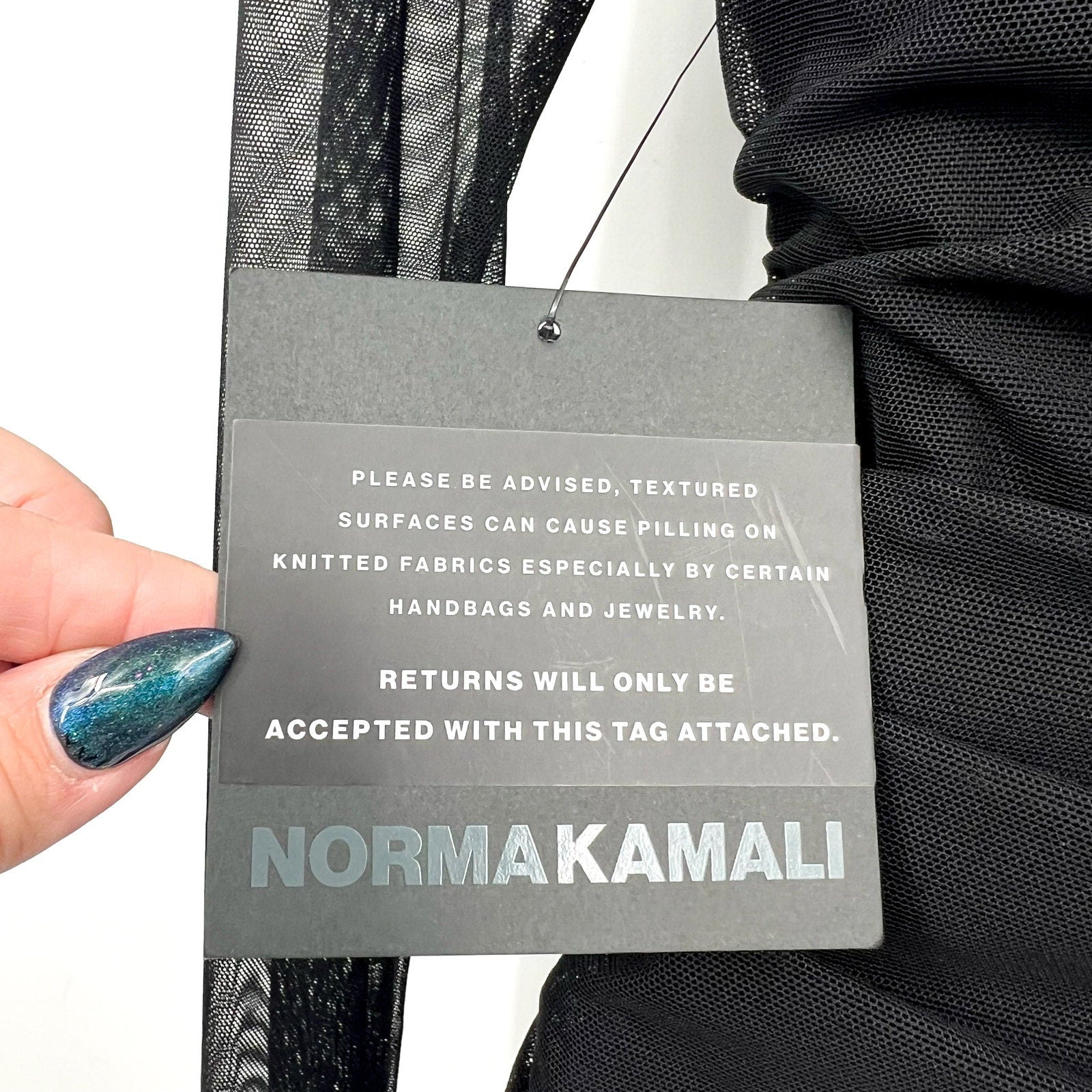 NORMA KAMALI Turtleneck Pickleball Dress Medium FR 38 Black Mesh Long Sleeve NWT