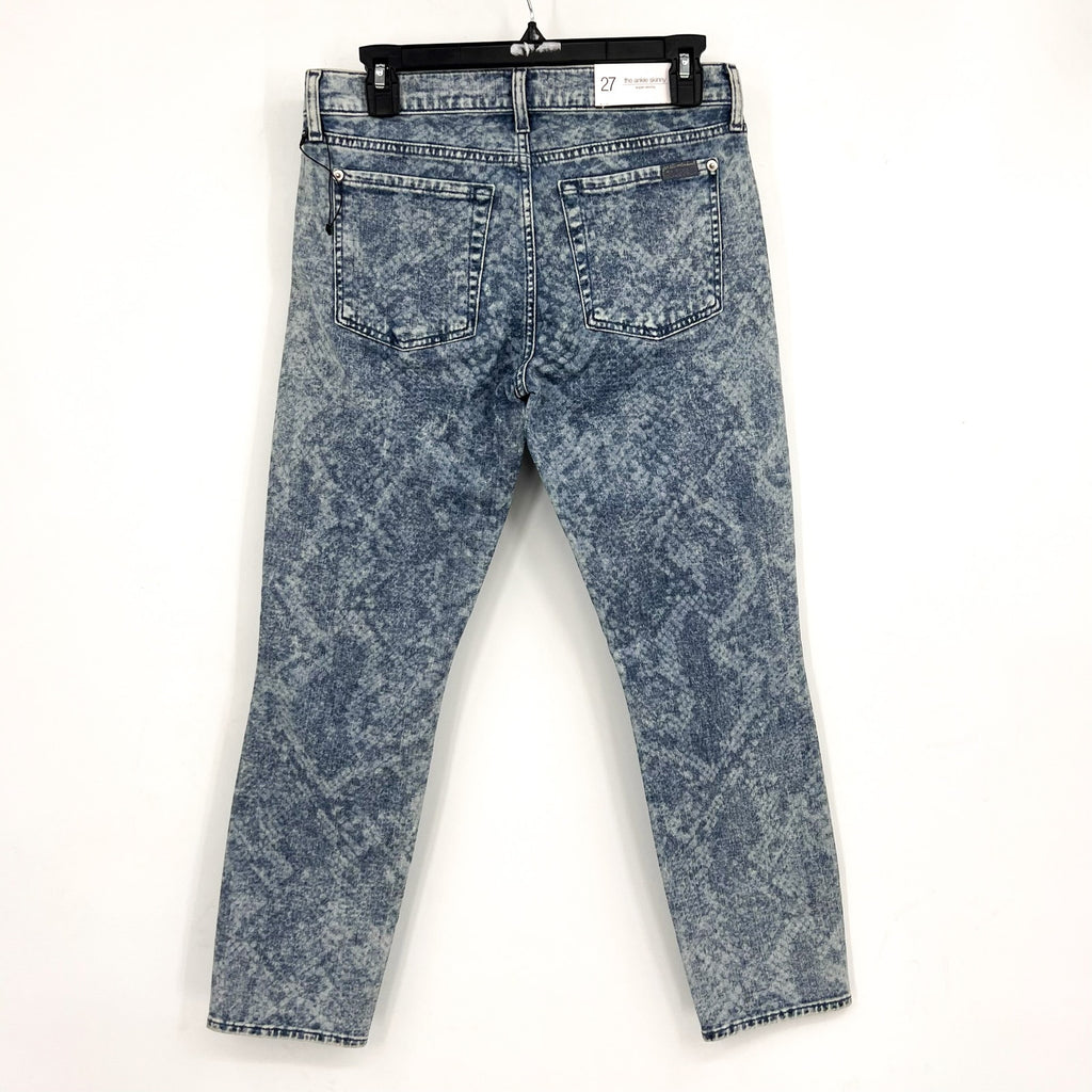 7 FOR ALL MANKIND Ankle Super Skinny Jeans Size 27 US 4 Blue Snake Acid Wash NWT