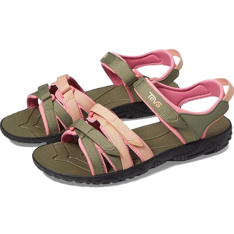 Teva Girls Tirra Leather Sandals US 1 EU 32 Green Pink Waterproof NIB