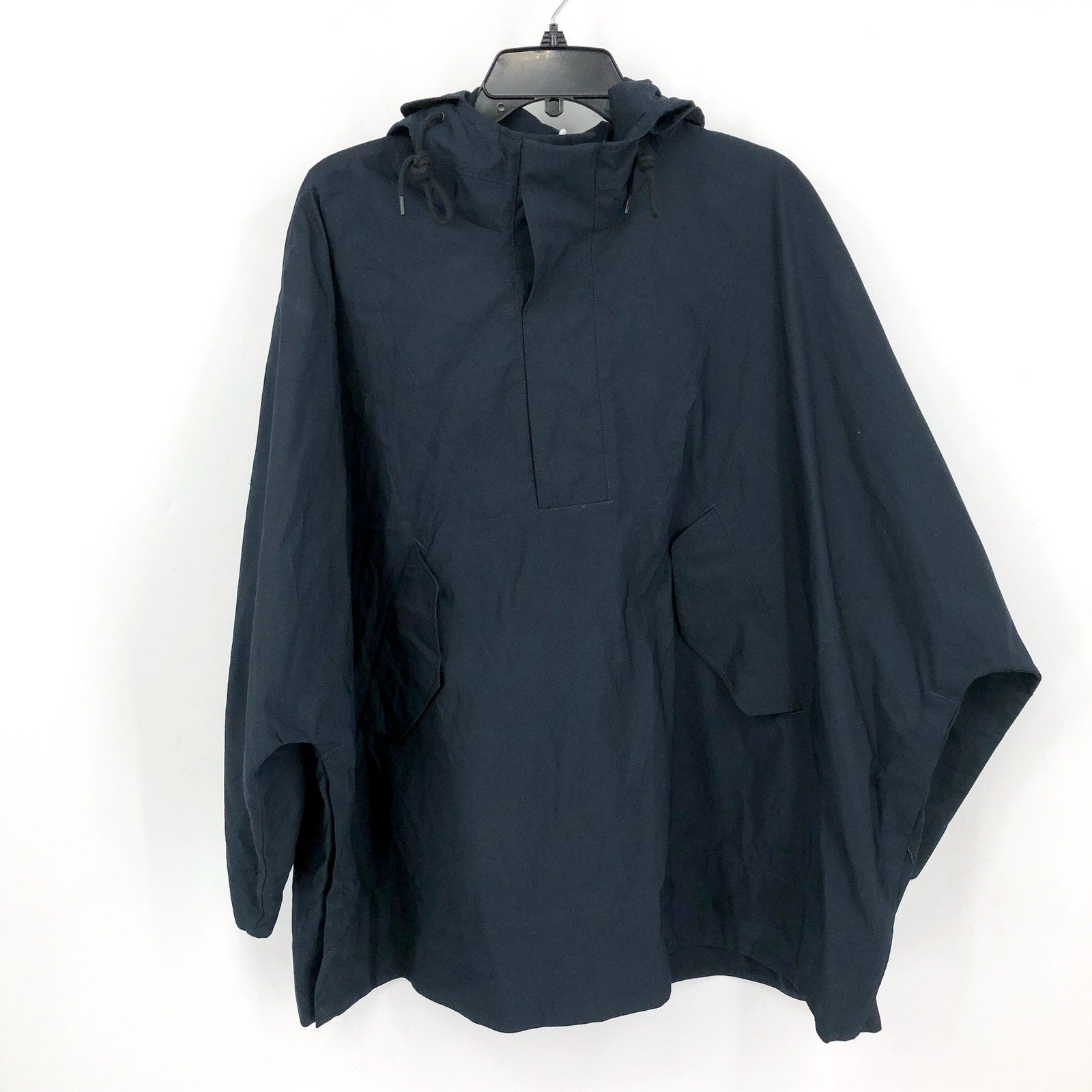 EVERLANE Women's The ReNew Poncho Hooded Raincoat Small Midnight Navy Blue NWT