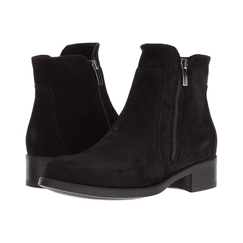 La Canadienne Womens Saria Booties US 6.5 Black Suede Waterproof Dual Zip NWOB