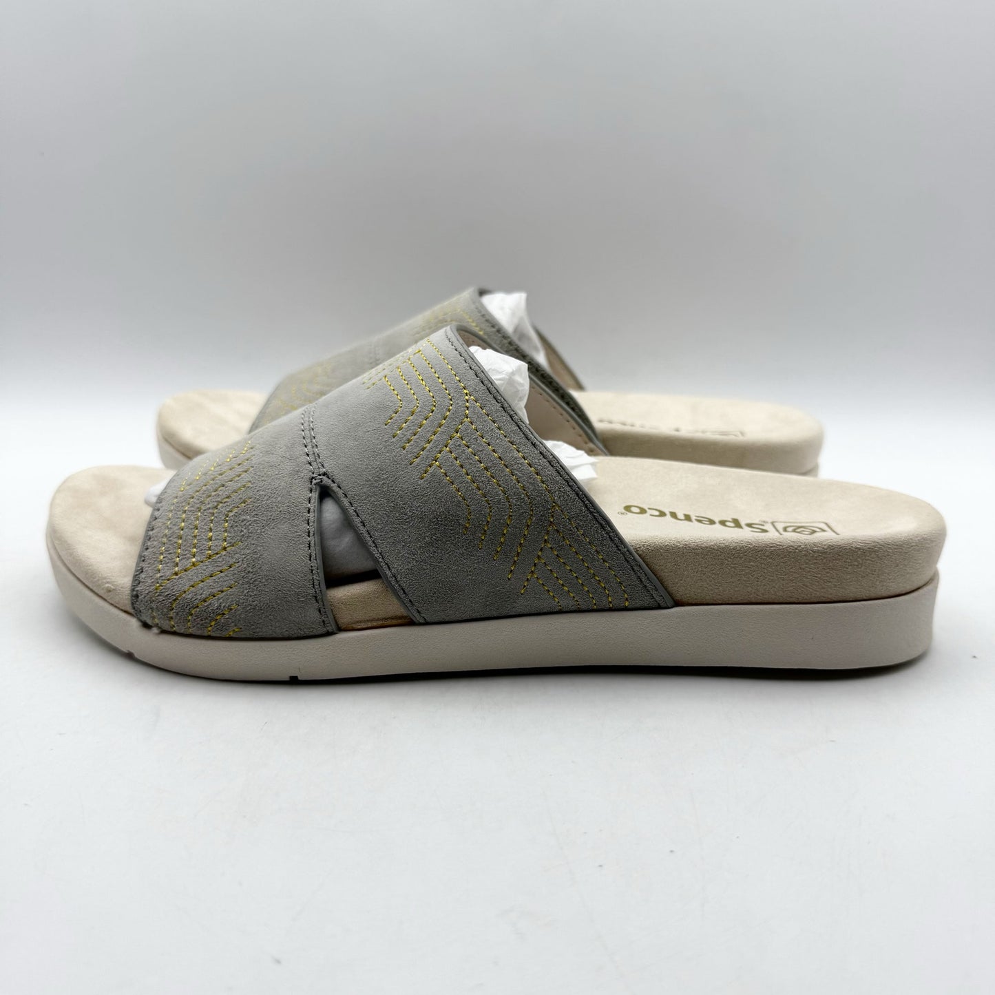 Spenco Womens Twilight Ellie Slide Sandals US 8.5 D EU 39 Grey Leather NIB