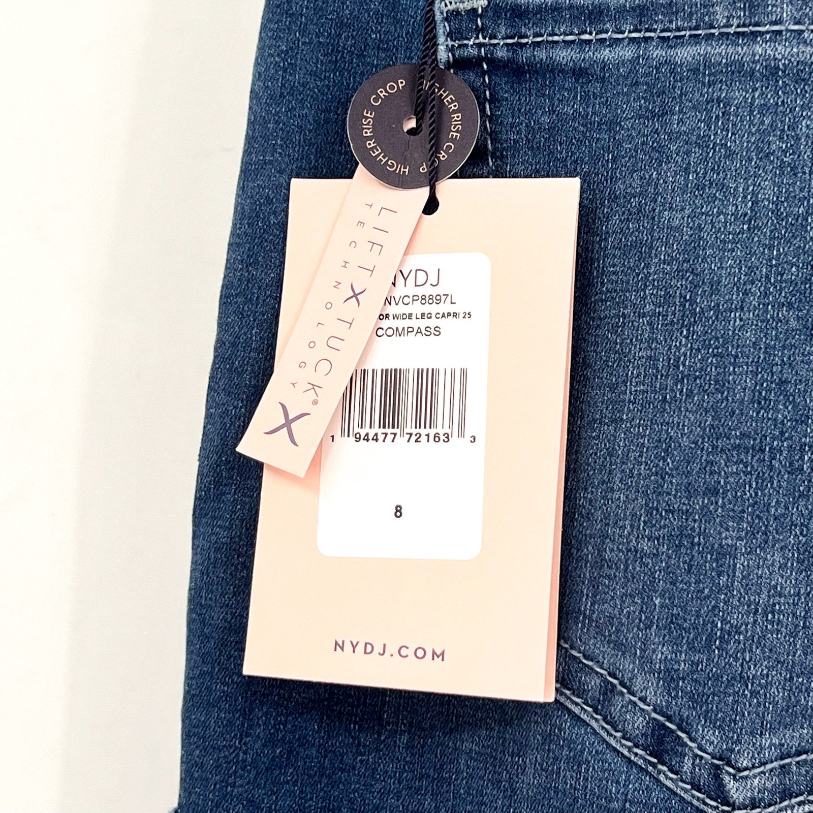 NYDJ Womens Cool Embrace Major Wide Leg Capri Jeans Size 8L Compass Blue NWT