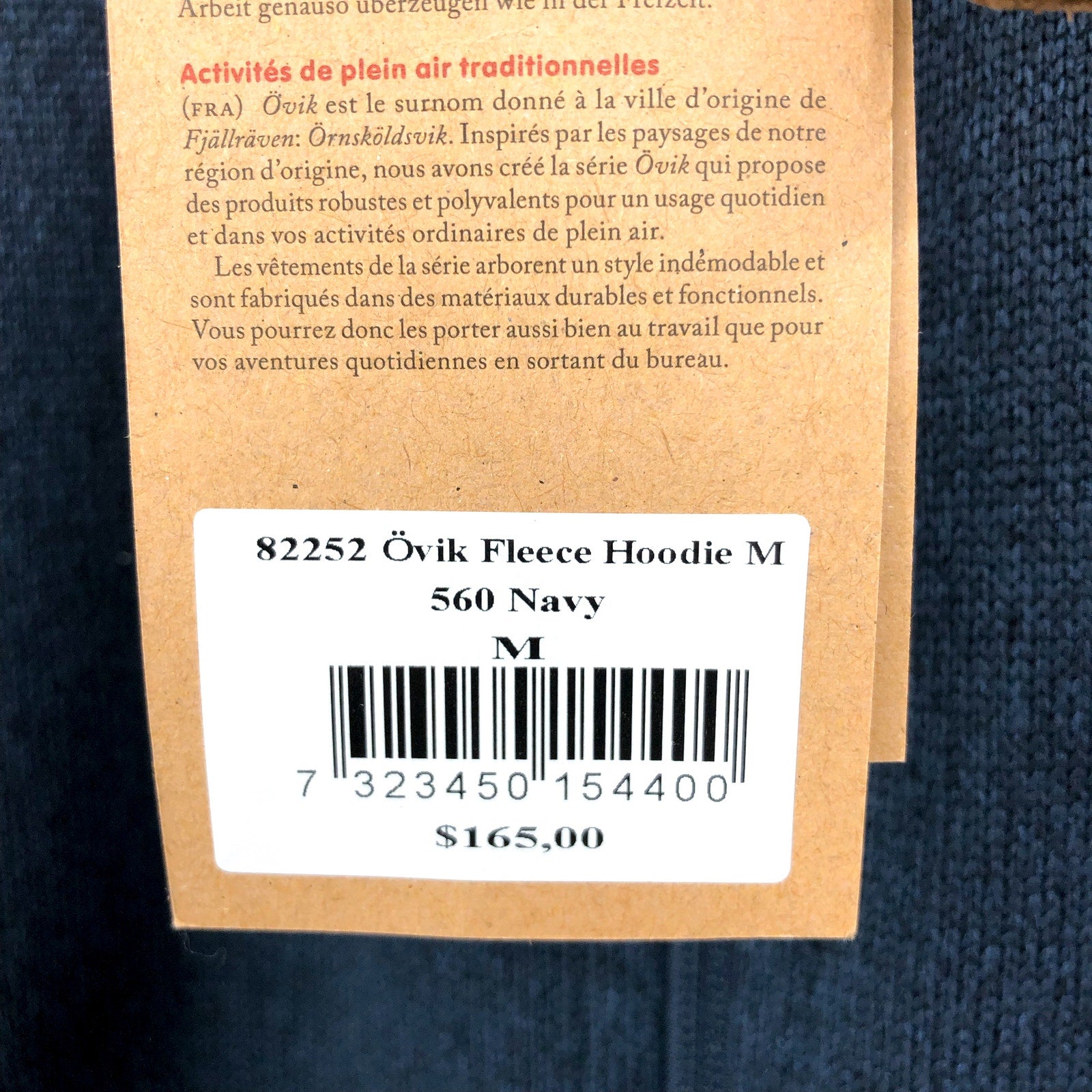 FJALLRAVEN Men's Ovik Fleece Hoodie Medium Navy Blue Jacket Full Zip NWT