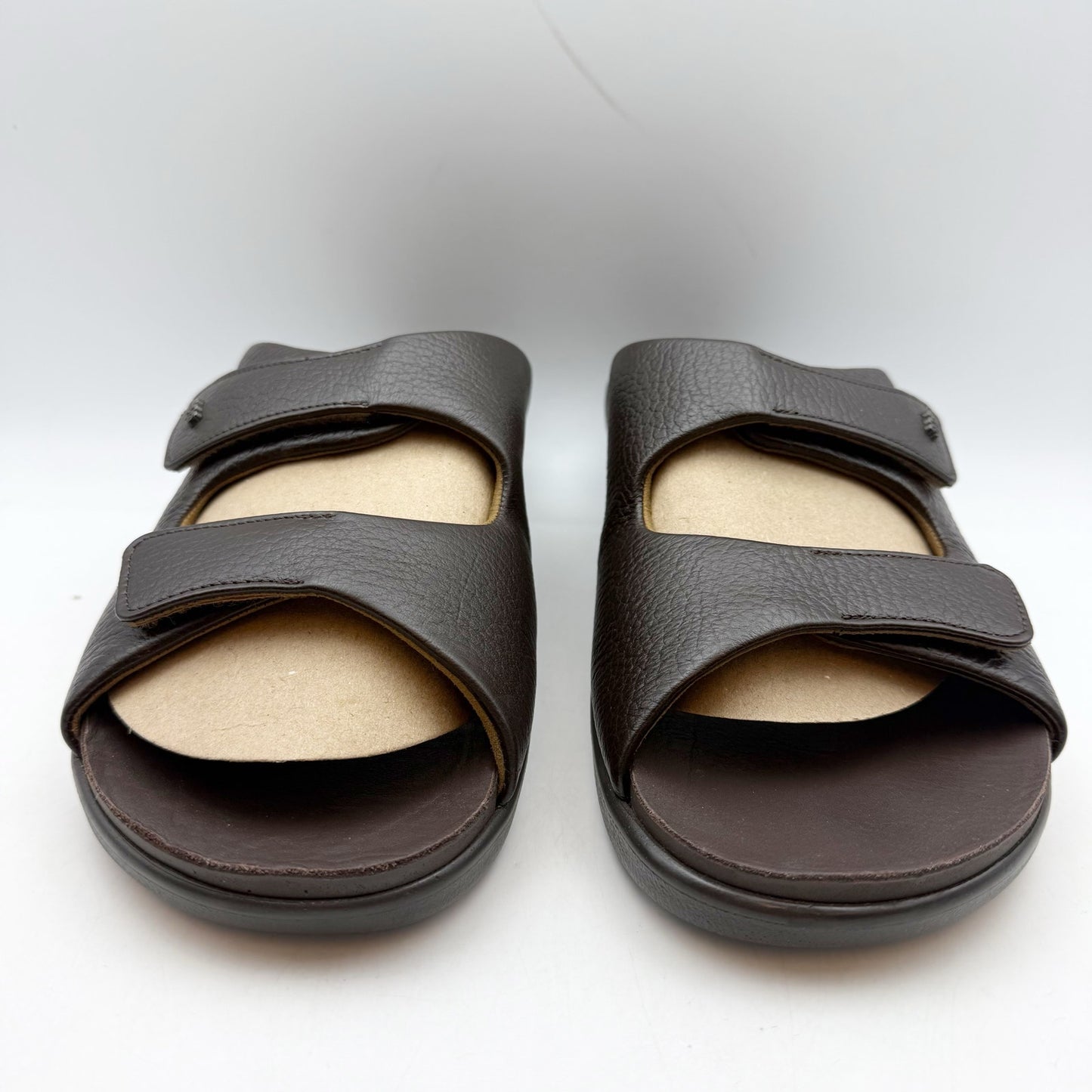 SAS Mens Encore Slide Sandals US 9.5 Wide Dark Brown Leather Comfort NWOB