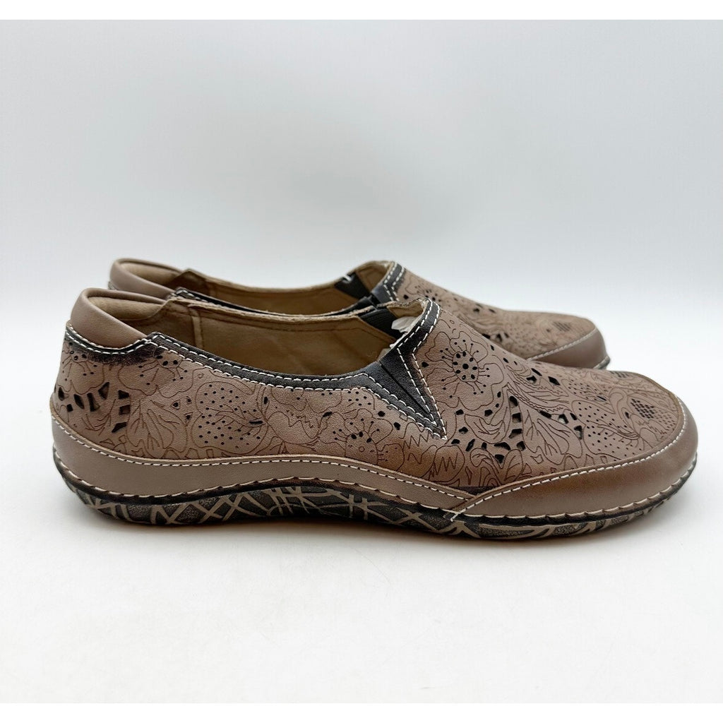L'ARTISTE Women's Libora Loafers EU 38 US 8 Brown Leather Perforated NWOB