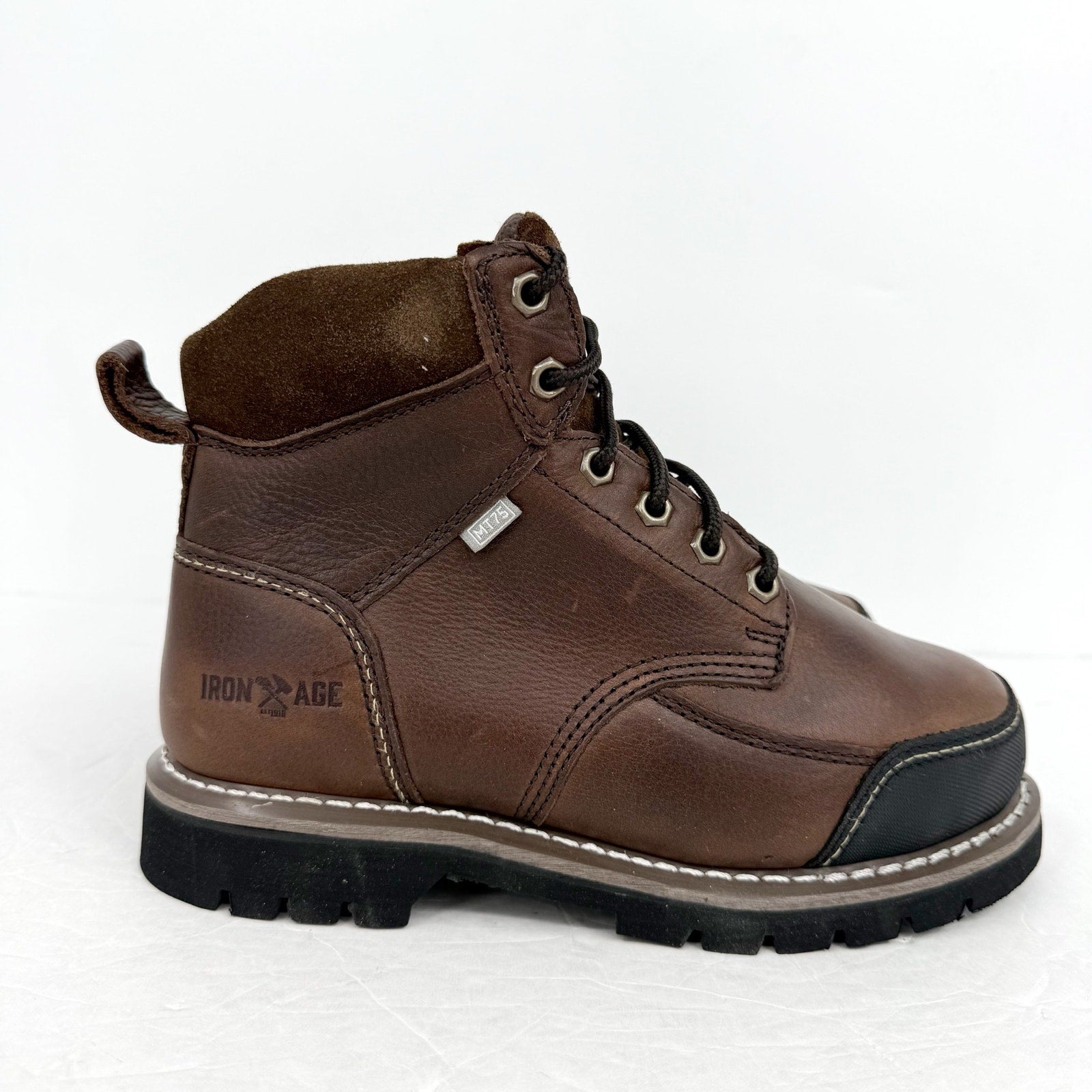 Iron Age Mens Dozer 6 Work Boots US 6 Wide Brown Leather Steel Toe NIB