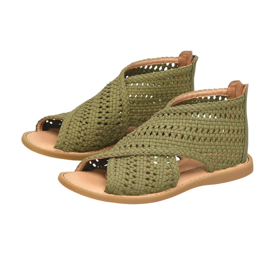 Born Womens Iwa Mac Cross-Front Sandals US 8 M EU 38.5 Green Fabric NIB