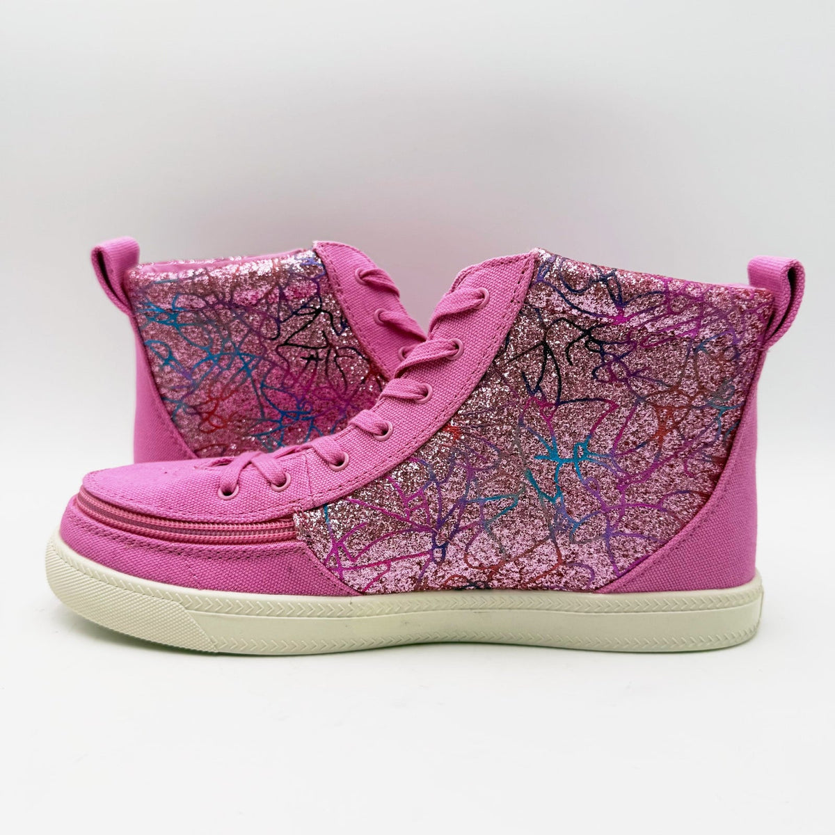 BILLY Footwear Kids Classic Lace High Sneakers Size 7 Big Kid Pink Print NWOB