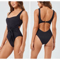 L*SPACE Women's Balboa Classic One Piece Swimsuit XS Black Tie Waist NWT