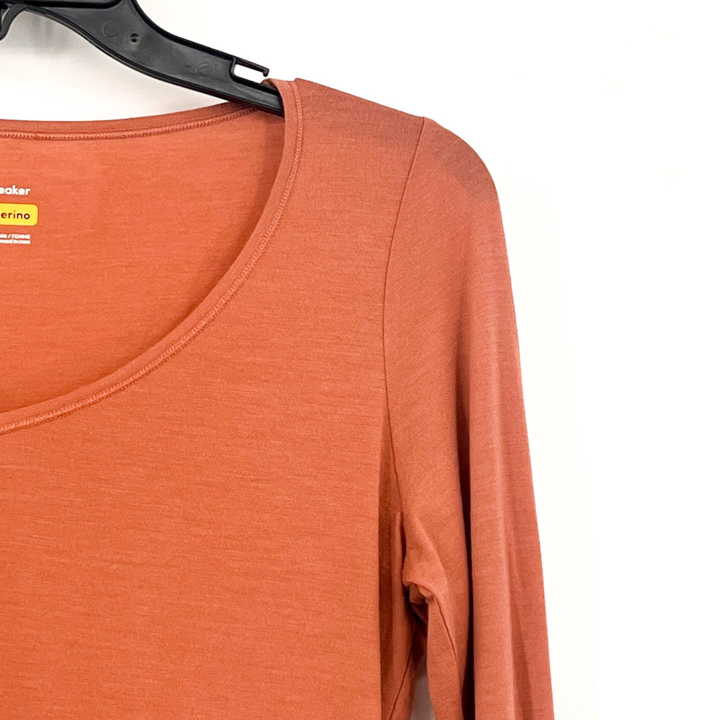 ICEBREAKER Women's Merino 150 Siren Long Sleeve Top Medium Cedar Wood Orange NWT